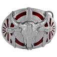 Buffalo Skull/Feathers Enameled Belt Buckle